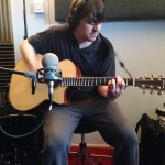 Toby recording acoustic guitar - Pint of gold