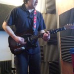 Toby recording electric guitar - Pint of gold