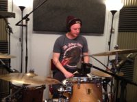 Paul West recording drums for Somewhere in between