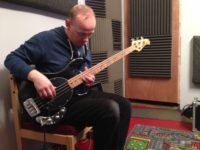 Si Fawcett recording bass for Somewhere in between