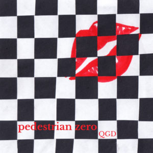 Cover art for QGD - black and white squares with a red lipstick mark behind